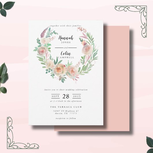 Tijdloze Romance Floral krans bruiloft Kaart
