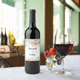 Tijdloze Romance Floral krans bruiloft Wijn Etiket