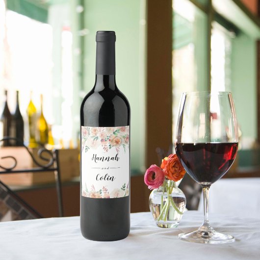 Tijdloze Romance Floral krans bruiloft Wijn Etiket