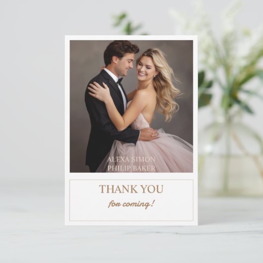 Tijdloze Romance Foto bruiloft Dank u kaarten (Staand voorkant)