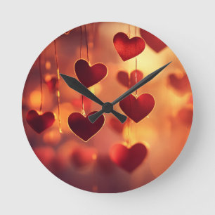 Tijdloze Romance - Hanging Hearts Wall Clock Ronde Klok