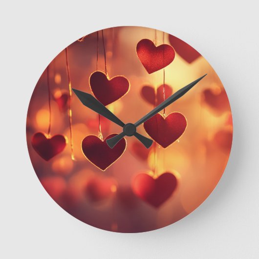 Tijdloze Romance - Hanging Hearts Wall Clock Ronde Klok (Voorkant)