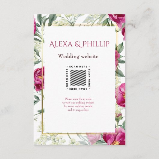 Tijdloze Romance Roze waterverf bruiloft Informatiekaartje (Voorkant)