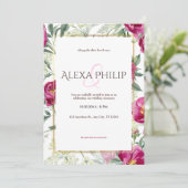 Tijdloze Romance Roze waterverf bruiloft Kaart (Staand voorkant)