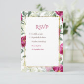 Tijdloze Romance Roze waterverf bruiloft RSVP Kaartje (Staand voorkant)