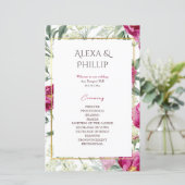 Tijdloze Romance Roze waterverf Trouwprogramma's (Staand voorkant)