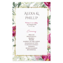 Tijdloze Romance Roze waterverf Trouwprogramma's