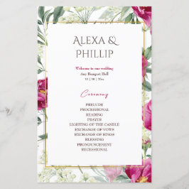 Tijdloze Romance Roze waterverf Trouwprogramma's