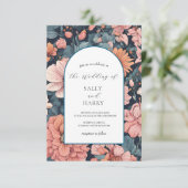 Tijdloze Romance:  vervaagd Roos Roze bruiloft Kaart (Staand voorkant)