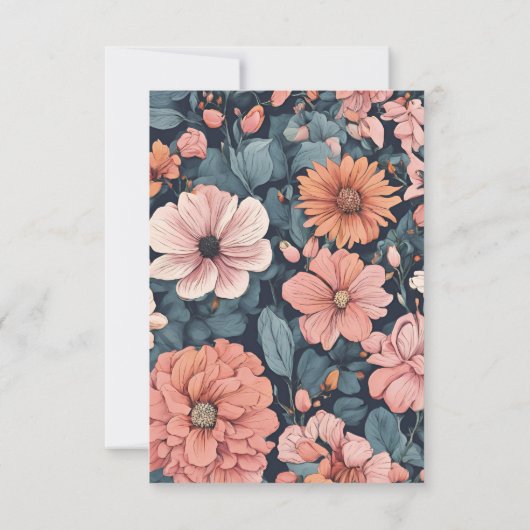 Tijdloze Romance:  vervaagd Roos Roze bruiloft Kaart (Achterkant)