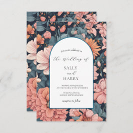 Tijdloze Romance:  vervaagd Roos Roze bruiloft Kaart