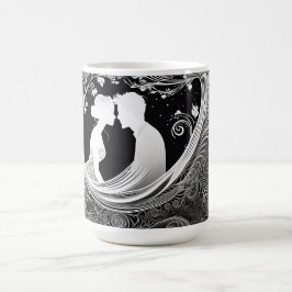 Tijdloze Romance Wit & Zwart Silhouet Paar Koffiemok