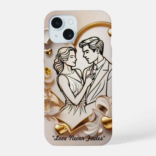 "Tijdloze Romantische Hart" iPhone 15 Case (Achterkant)