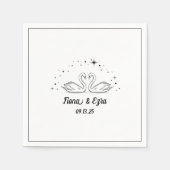 Tijdloze romantische zwaan & sterren Hand getrokke Servet (Voorkant)