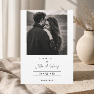 Tijdloze Romantische Zwart & Wit Foto Save The Date
