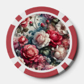 Tijdloze Roos Bloemige Charme Poker Chips (Achterkant)