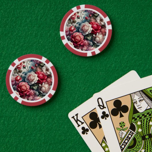 Tijdloze Roos Bloemige Charme Poker Chips (Pokertafel (Dubbel))