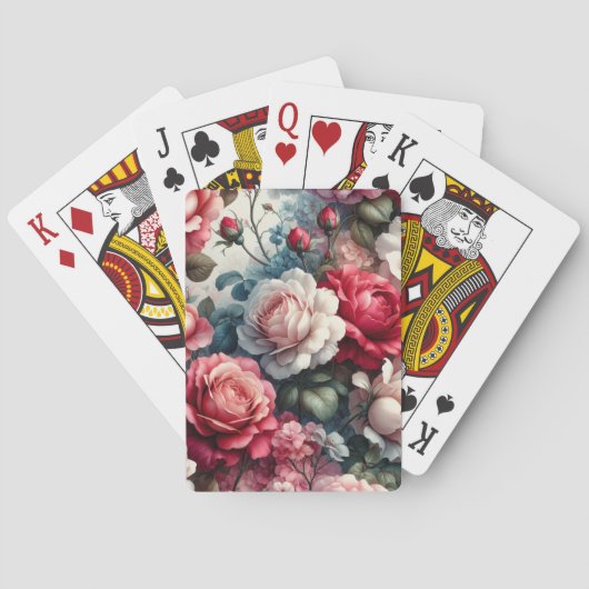 Tijdloze Roos Bloemige Charme Pokerkaarten (Achterkant)