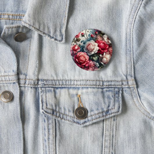 Tijdloze Roos Bloemige Charme Ronde Button 5,7 Cm (In situ)