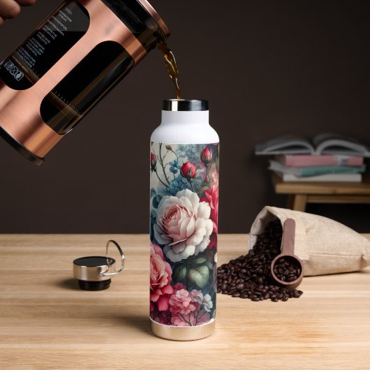 Tijdloze Roos Bloemige Charme Waterfles (Koffie)