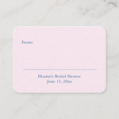 Tijdloze roze bloemenmarine blauw display douche informatiekaartje (Achterkant)