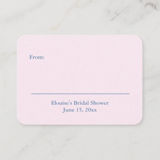 Tijdloze roze bloemenmarine blauw display douche informatiekaartje (Achterkant)