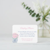 Tijdloze roze bloemenmarine blauw display douche informatiekaartje (Staand voorkant)