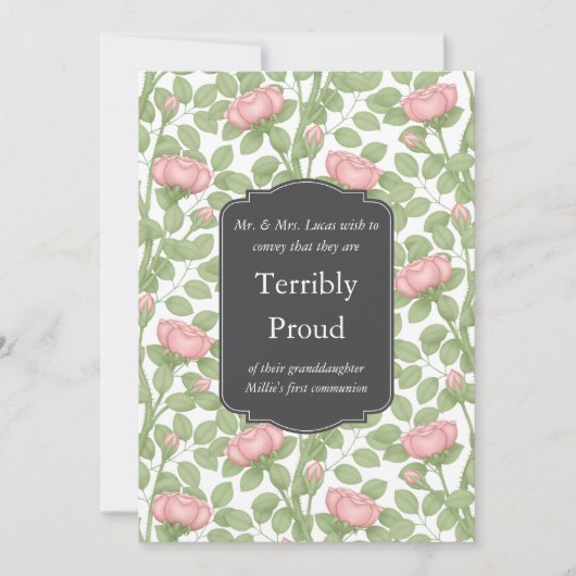 Tijdloze Rozen Creatief Gepersonaliseerde Witte Fa Aankondiging (Voorkant)