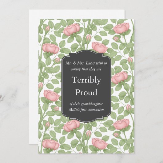 Tijdloze Rozen Creatief Gepersonaliseerde Witte Fa Aankondiging (Voorkant / Achterkant)