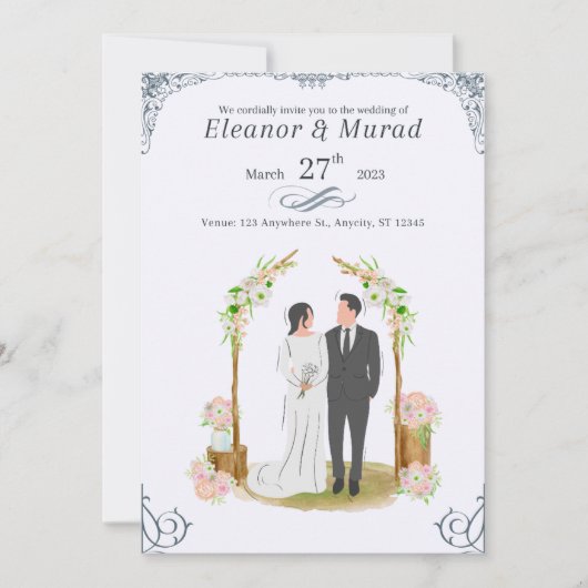 Tijdloze rustieke charme bruiloft kaart (Voorkant)