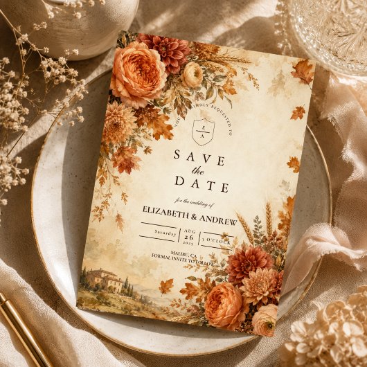 Tijdloze Rustieke Herfst Bruiloft Save The Date