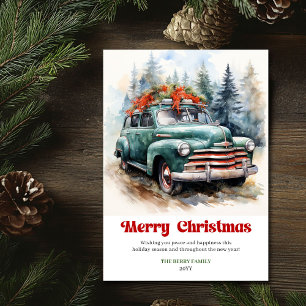 Tijdloze rustieke Kerstscène vintage Kerstmis Feestdagenkaart