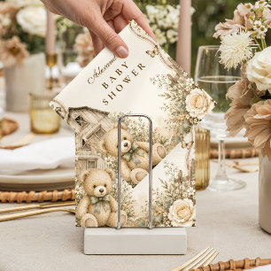Tijdloze Rustieke Teddybeer Baby Shower Servet