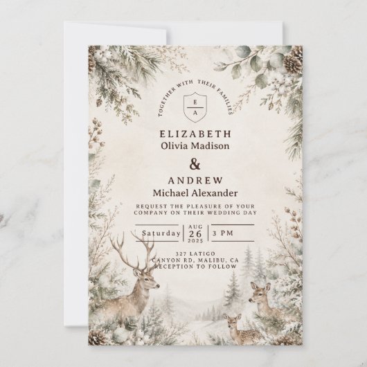Tijdloze Rustieke Winterhuwelijk Kaart (Voorkant)
