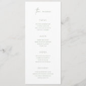 Tijdloze Sage Groene Elegante Trouwdag Menu (Voorkant)
