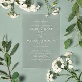 Tijdloze Sage minimalistische bruiloft uitnodiging