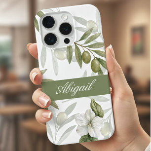Tijdloze Sage Olijf Waterverf Chic Naam iPhone 15 Pro Case