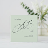 Tijdloze Sage Vierkante Bruiloft Save the Date (Staand voorkant)