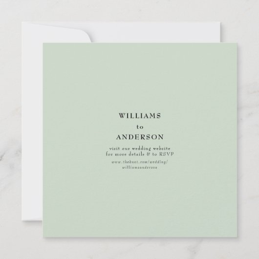 Tijdloze Sage Vierkante Bruiloft Save the Date (Achterkant)