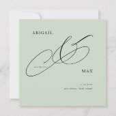 Tijdloze Sage Vierkante Bruiloft Save the Date (Voorkant)