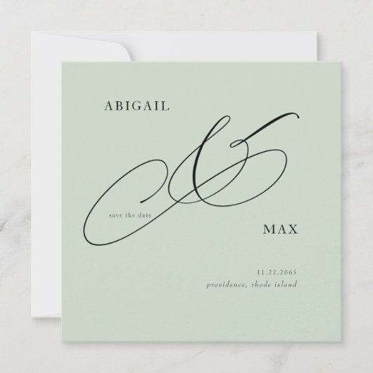 Tijdloze Sage Vierkante Bruiloft Save the Date (Voorkant)