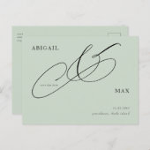 Tijdloze Sage Vierkante Bruiloft Save the Date Briefkaart (Voorkant / Achterkant)