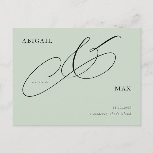 Tijdloze Sage Vierkante Bruiloft Save the Date Briefkaart (Voorkant)