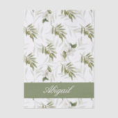 Tijdloze Salie Olijf Waterverf Naam Tissuepapier (Voorkant)