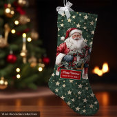 Tijdloze  Santa Claus Stocking gepersonaliseerd Grote Kerstsok