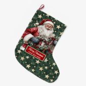 Tijdloze  Santa Claus Stocking gepersonaliseerd Grote Kerstsok (Voorkant (Hangend))