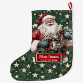 Tijdloze  Santa Claus Stocking gepersonaliseerd Grote Kerstsok (Achterkant)
