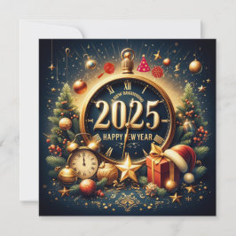Tijdloze Schatten: 2025 Binnenhalen in Gouden Prac Feestdagenkaart