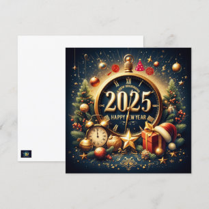 Tijdloze Schatten: 2025 Binnenhalen in Gouden Prac Feestdagenkaart