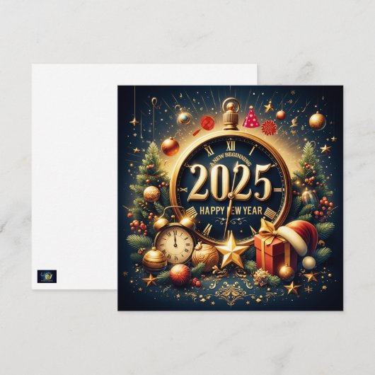 Tijdloze schatten: 2025 in Gouden Splen Feestdagenkaart (Voorkant / Achterkant)